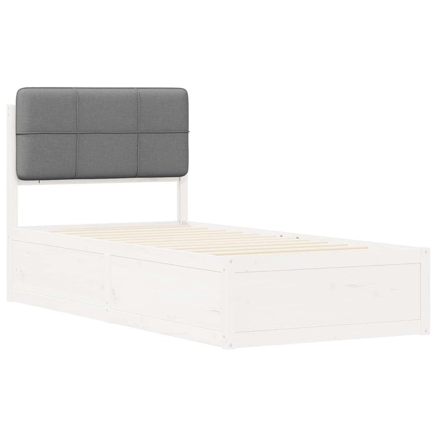 Bedframe met Gevoerd Hoofdgedeelte Lichtgrijs 90 x 200 cm