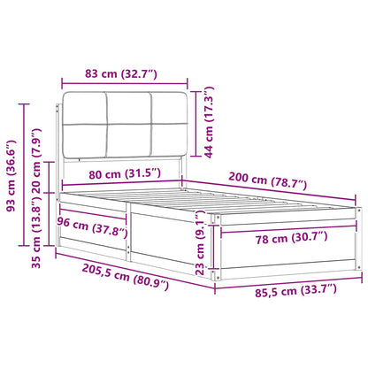 Bedframe met Gevoerd Hoofdgedeelte Donkergrijs 80 x 200 cm