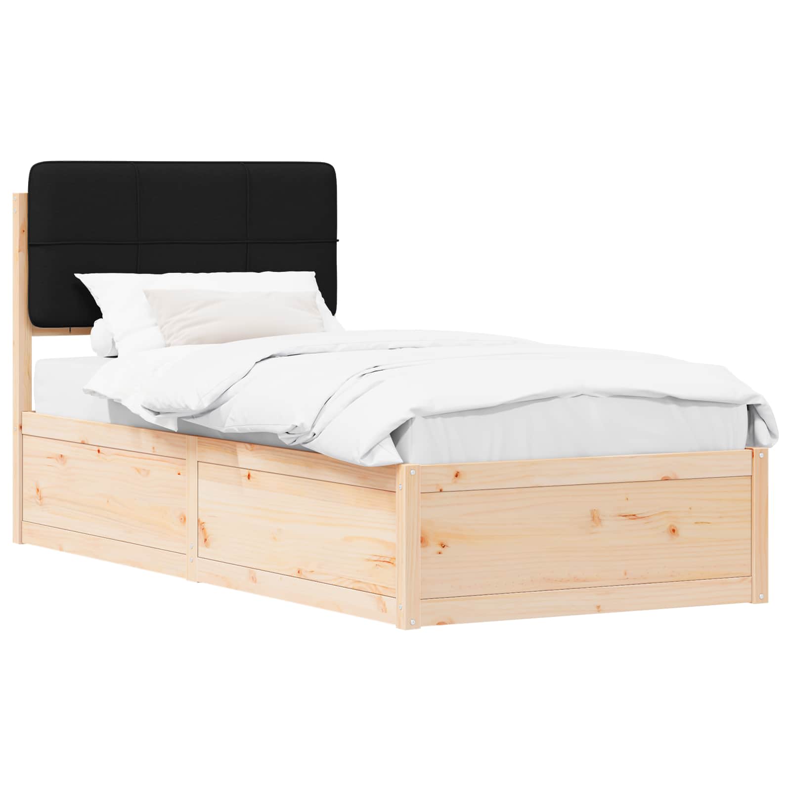 Bedframe met Gevoerd Hoofdgedeelte Zwart 80 x 200 cm