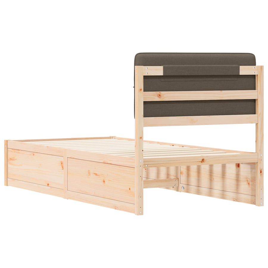 Bedframe met Gevoerd Hoofdgedeelte Taupe 80 x 200 cm
