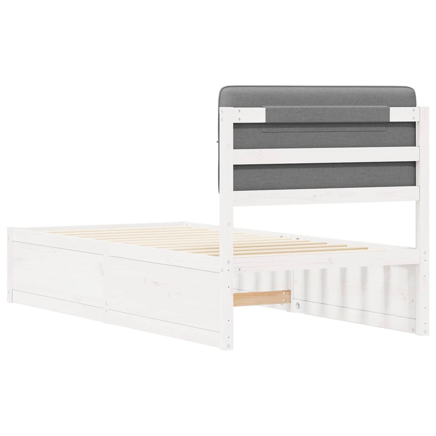 Bedframe met Gevoerd Hoofdgedeelte Lichtgrijs 80 x 200 cm