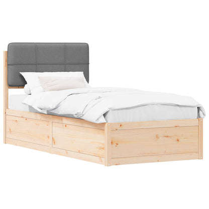 Bedframe met Gevoerd Hoofdgedeelte Lichtgrijs 90 x 190 cm