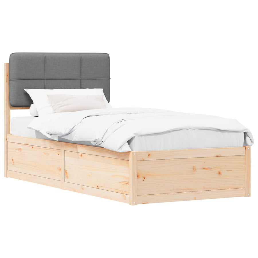 Bedframe met Gevoerd Hoofdgedeelte Lichtgrijs 90 x 190 cm