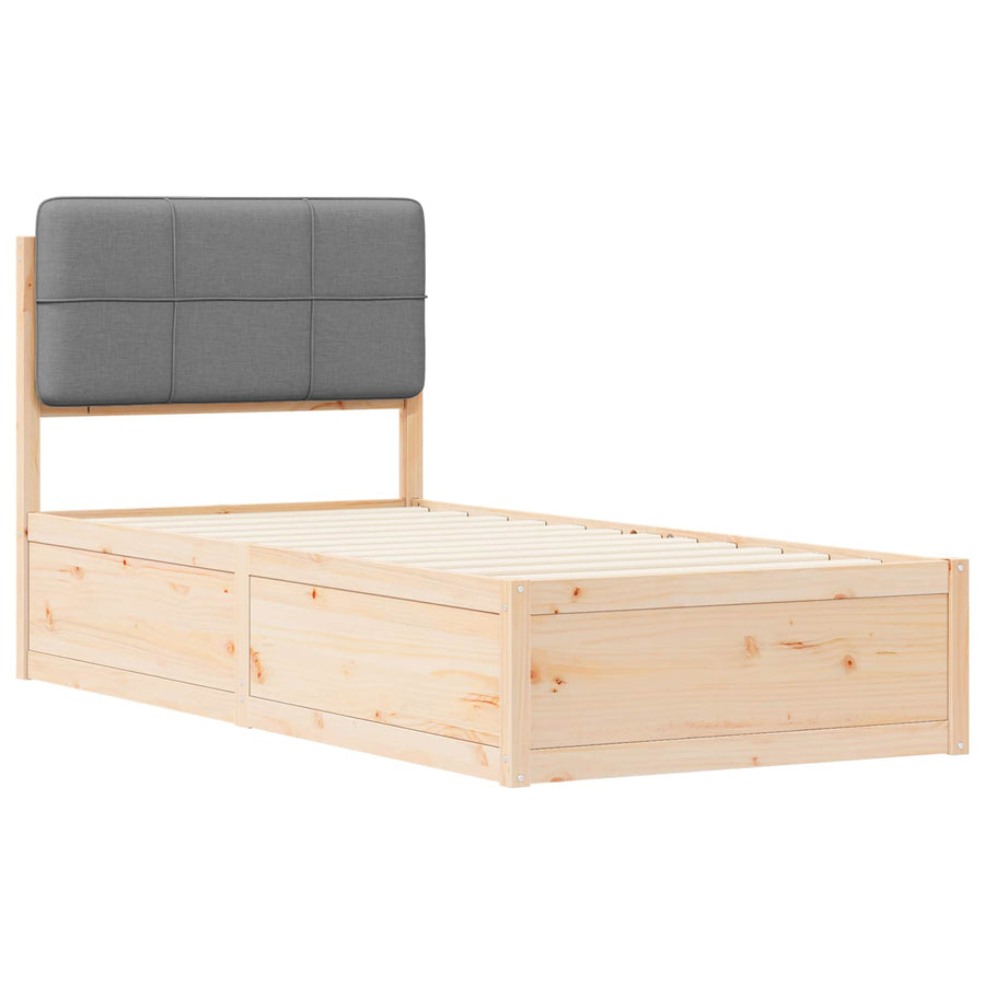Bedframe met Gevoerd Hoofdgedeelte Lichtgrijs 90 x 190 cm