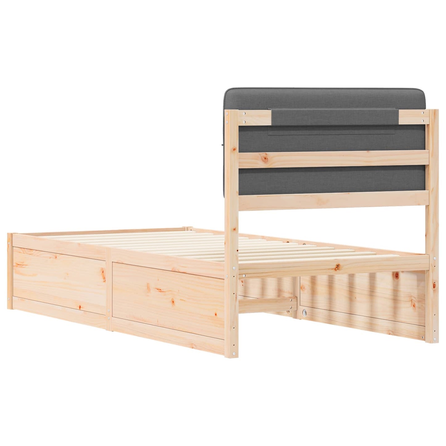 Bedframe met Gevoerd Hoofdgedeelte Donkergrijs 90 x 190 cm