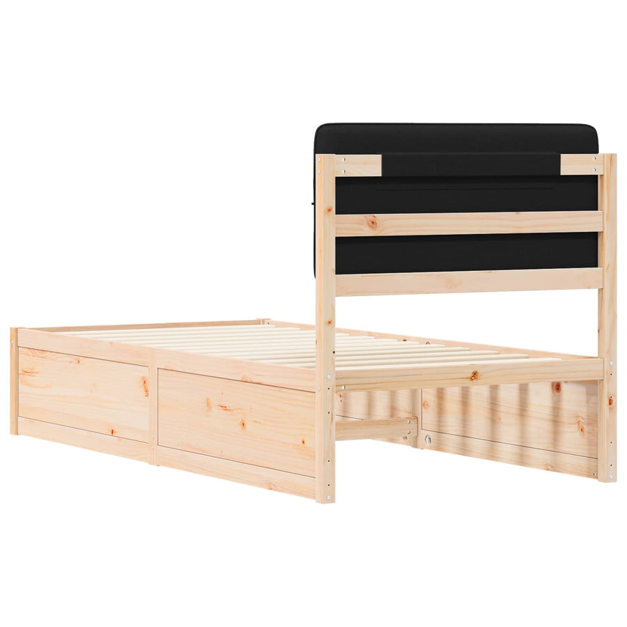 Bedframe met Gevoerd Hoofdgedeelte Zwart 90 x 190 cm