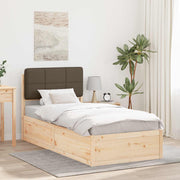 Bedframe massief grenenhout taupe 90x190 cm