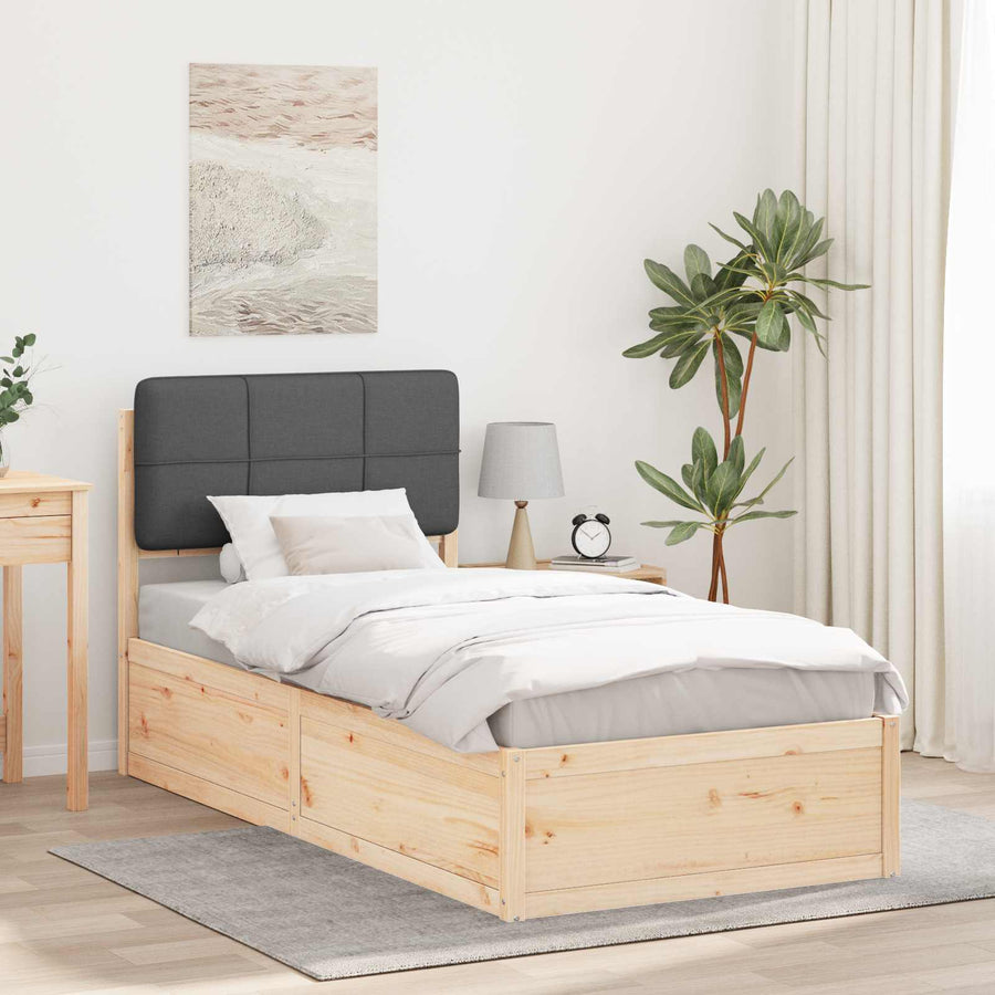Bedframe met Gevoerd Hoofdgedeelte Donkergrijs 75 x 190 cm