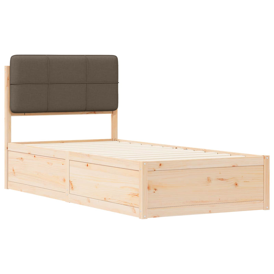 Bedframe met Gevoerd Hoofdgedeelte Taupe 75 x 190 cm