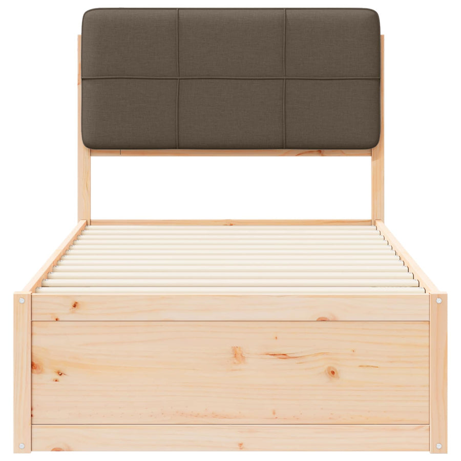 Bedframe met Gevoerd Hoofdgedeelte Taupe 75 x 190 cm
