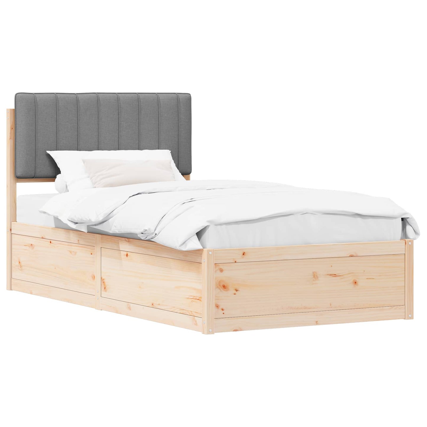 Bedframe met Gevoerd Hoofdgedeelte Lichtgrijs 100 x 200 cm