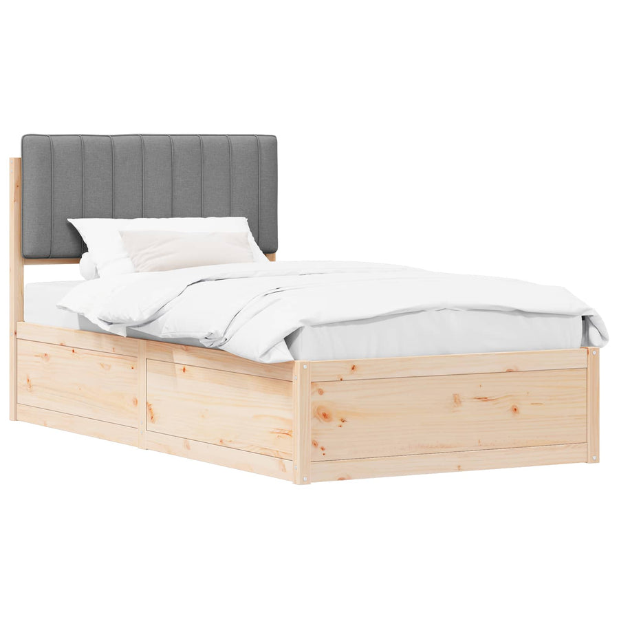 Bedframe met Gevoerd Hoofdgedeelte Lichtgrijs 100 x 200 cm