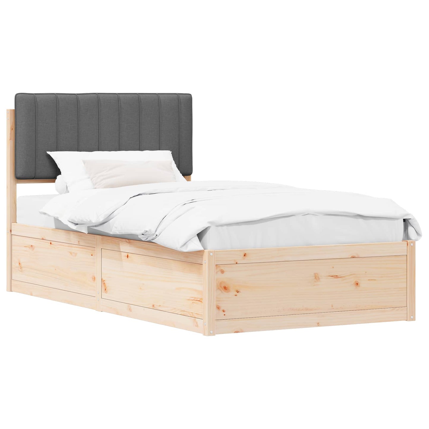 Bedframe met Gevoerd Hoofdgedeelte Donkergrijs 100 x 200 cm