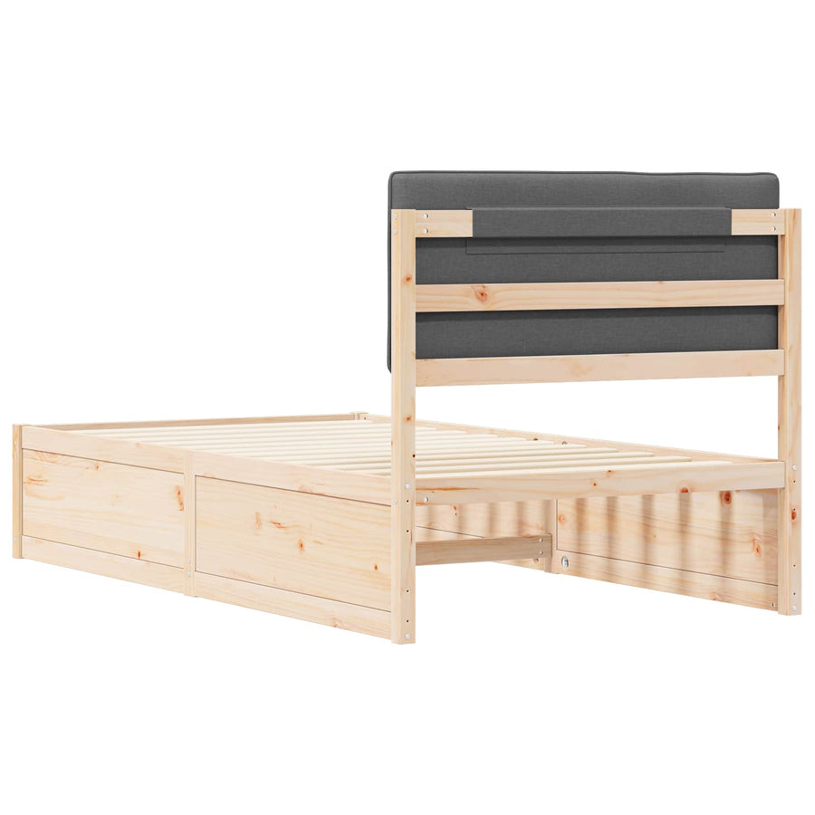 Bedframe met Gevoerd Hoofdgedeelte Donkergrijs 100 x 200 cm