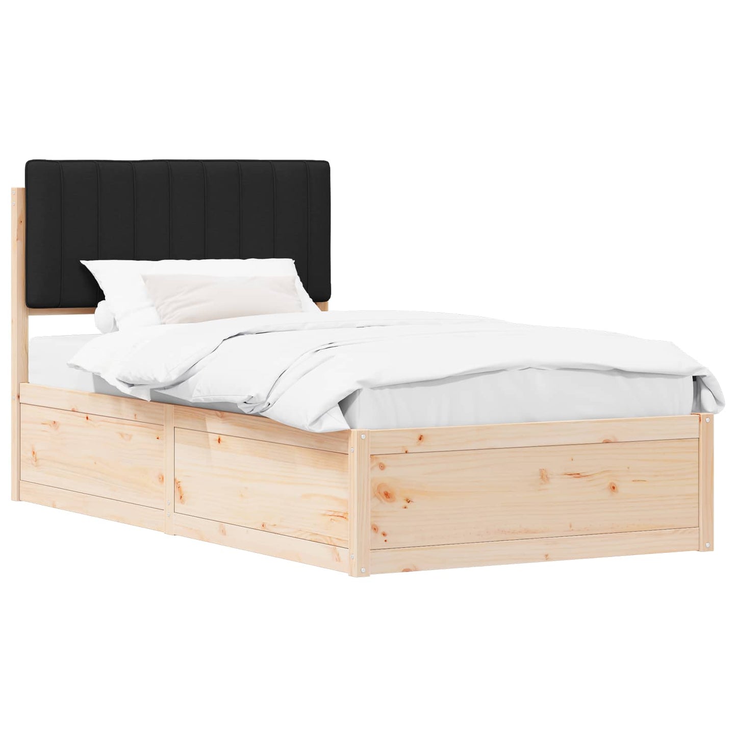 Bedframe met Gevoerd Hoofdgedeelte Zwart 100 x 200 cm