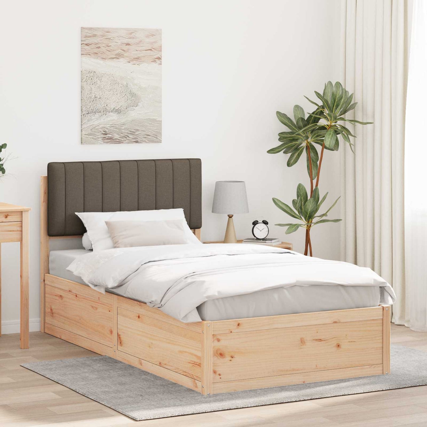 Bedframe met Gevoerd Hoofdgedeelte Taupe 100 x 200 cm