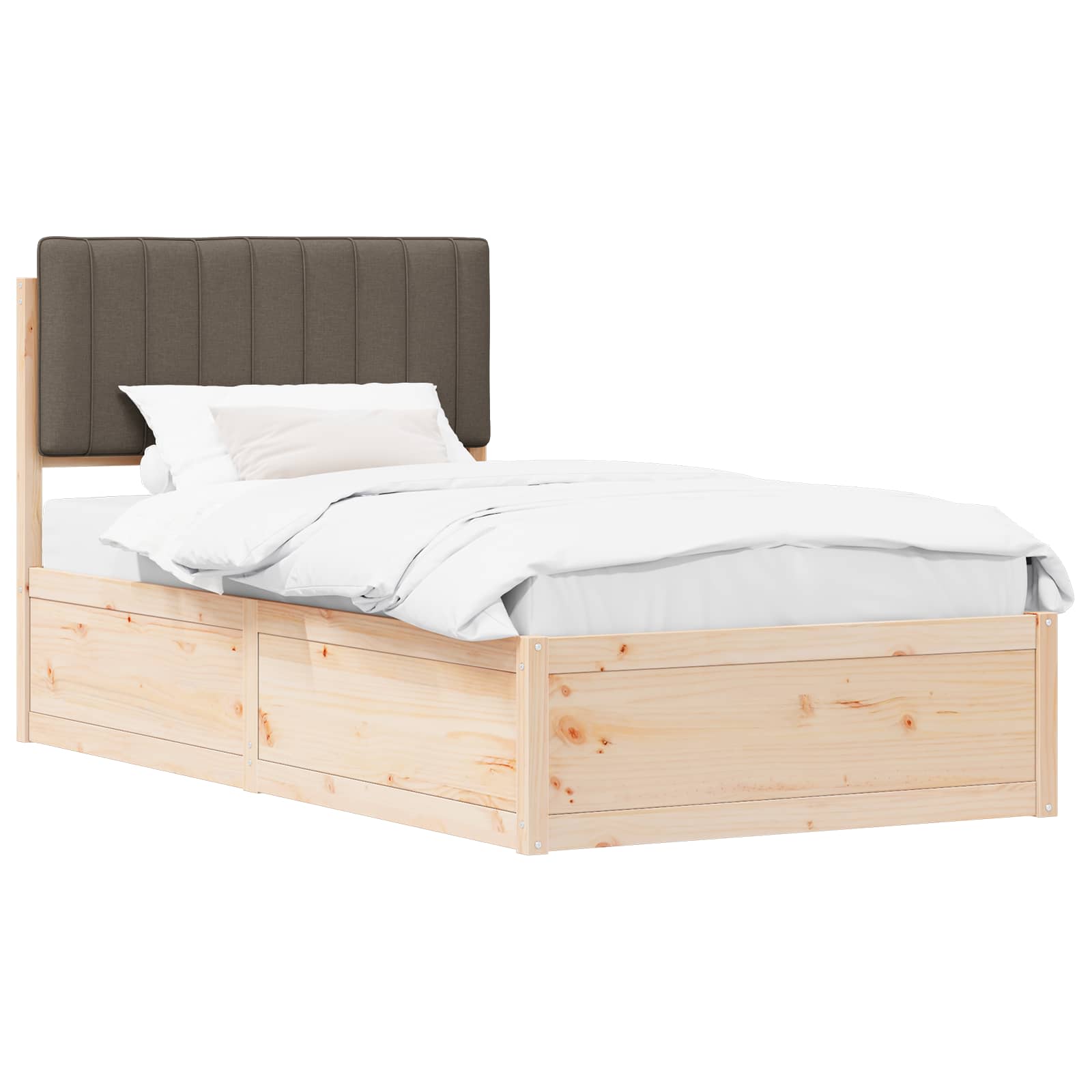 Bedframe met Gevoerd Hoofdgedeelte Taupe 100 x 200 cm