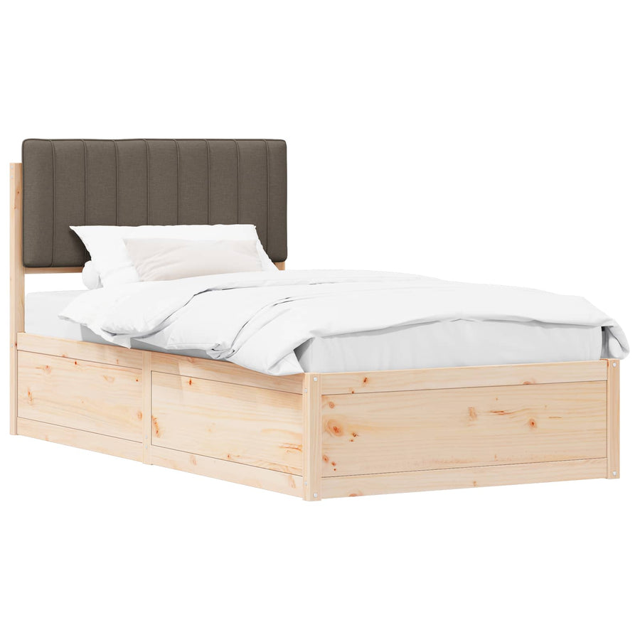 Bedframe met Gevoerd Hoofdgedeelte Taupe 100 x 200 cm