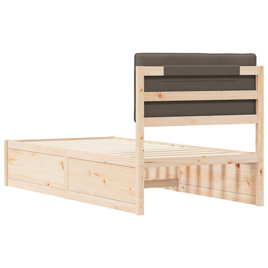 Bedframe met Gevoerd Hoofdgedeelte Taupe 100 x 200 cm