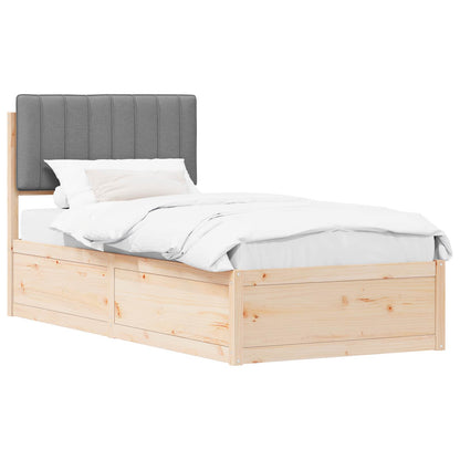 Bedframe met Gevoerd Hoofdgedeelte Lichtgrijs 90 x 200 cm