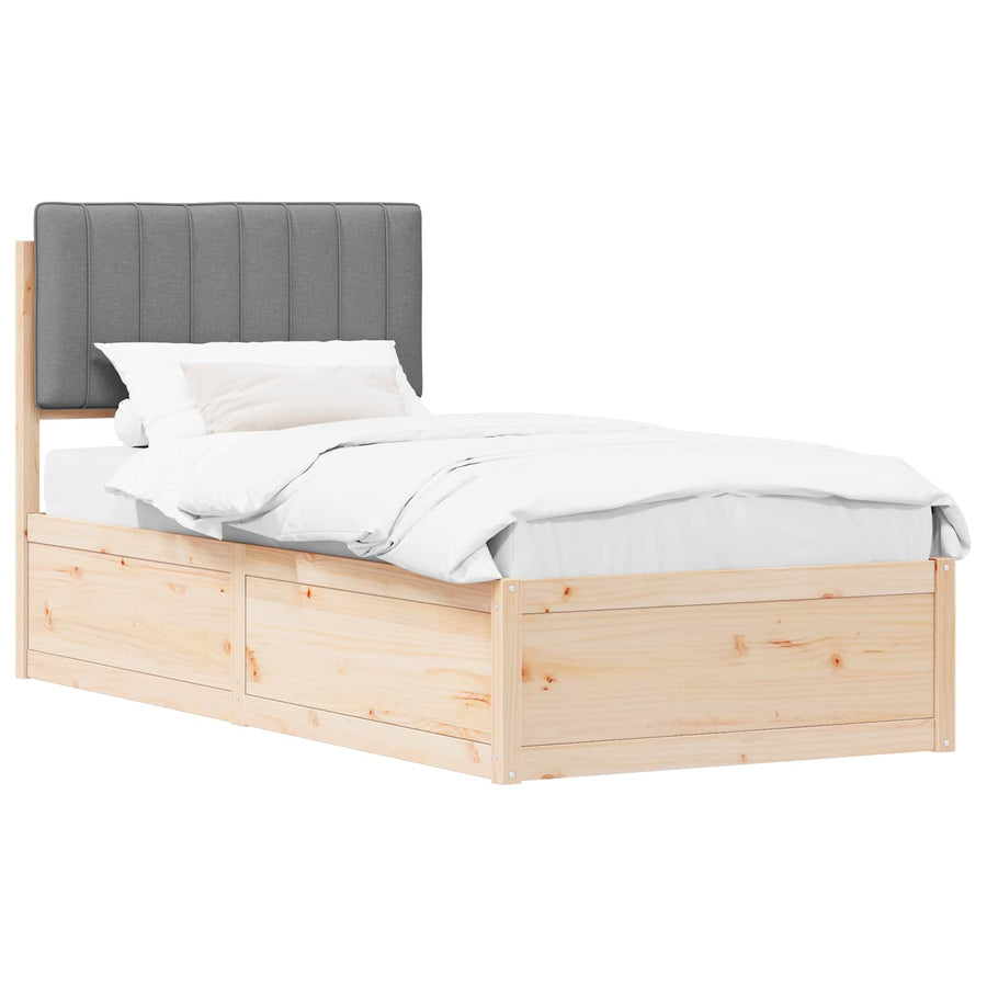 Bedframe met Gevoerd Hoofdgedeelte Lichtgrijs 90 x 200 cm