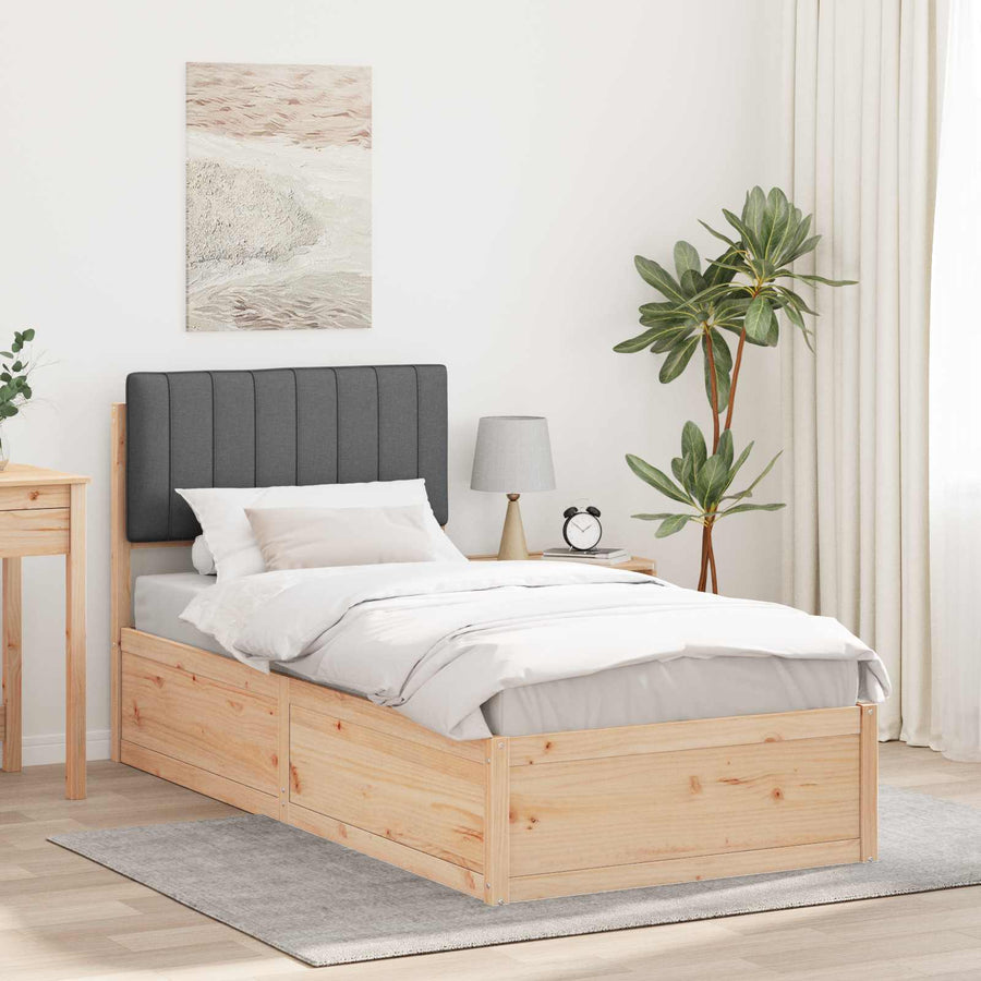 Bedframe met Gevoerd Hoofdgedeelte Donkergrijs 90 x 200 cm