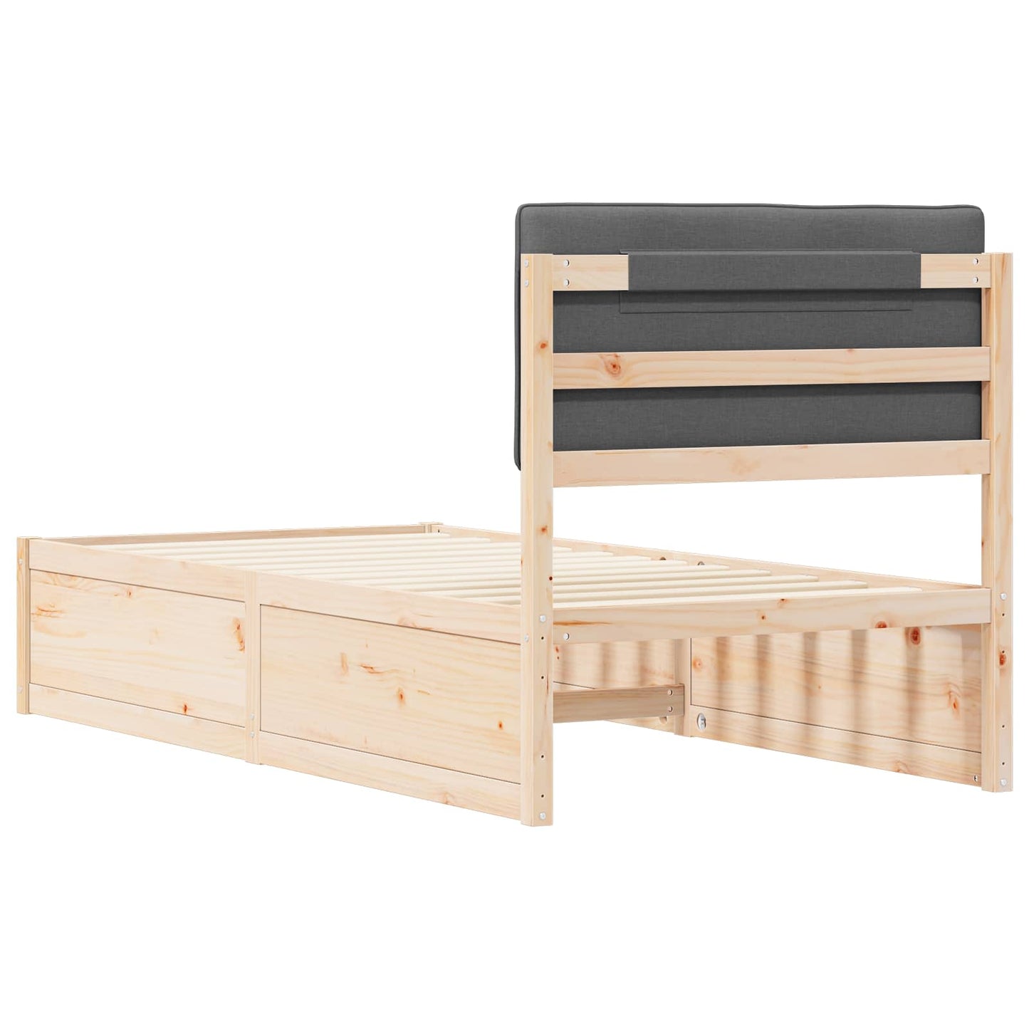 Bedframe met Gevoerd Hoofdgedeelte Donkergrijs 90 x 200 cm