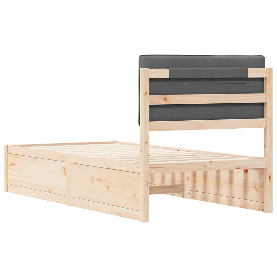 Bedframe met Gevoerd Hoofdgedeelte Donkergrijs 90 x 200 cm