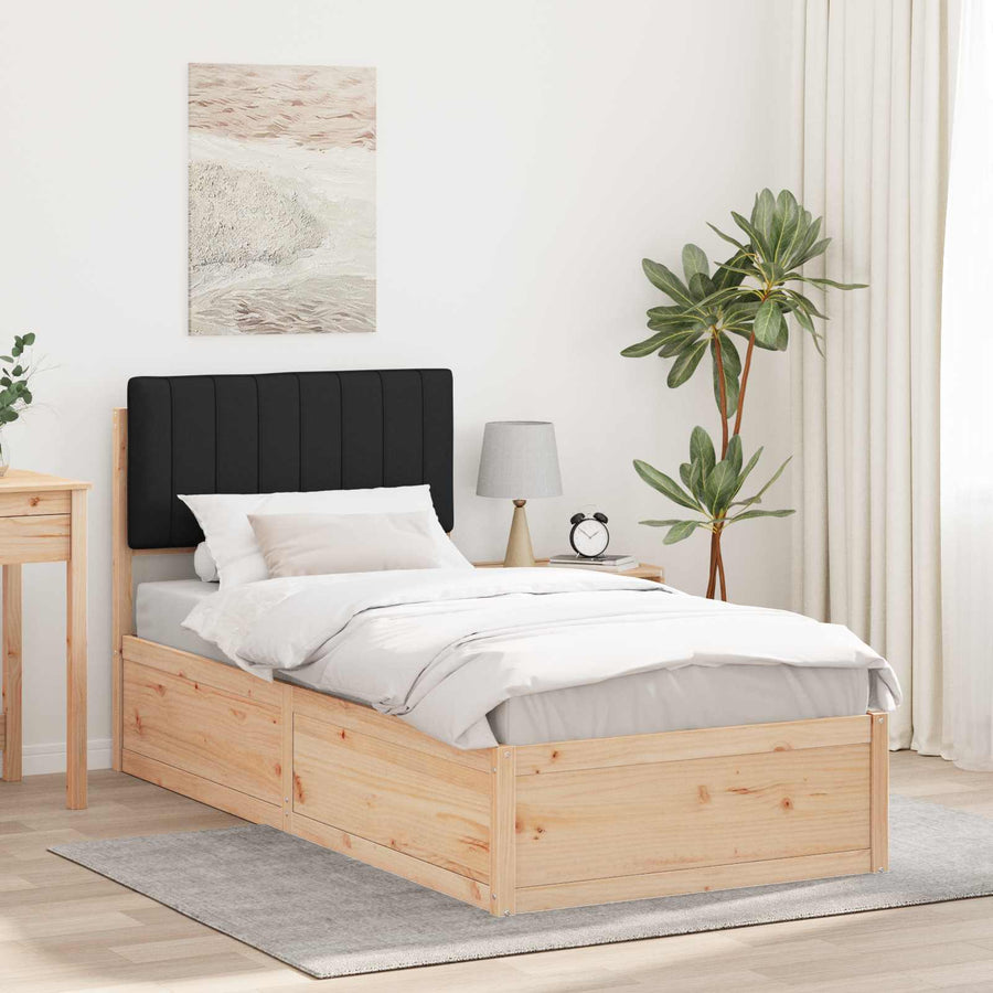 Bedframe met Gevoerd Hoofdgedeelte Zwart 90 x 200 cm