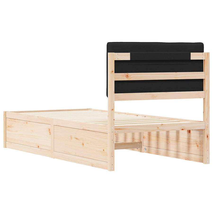 Bedframe met Gevoerd Hoofdgedeelte Zwart 90 x 200 cm