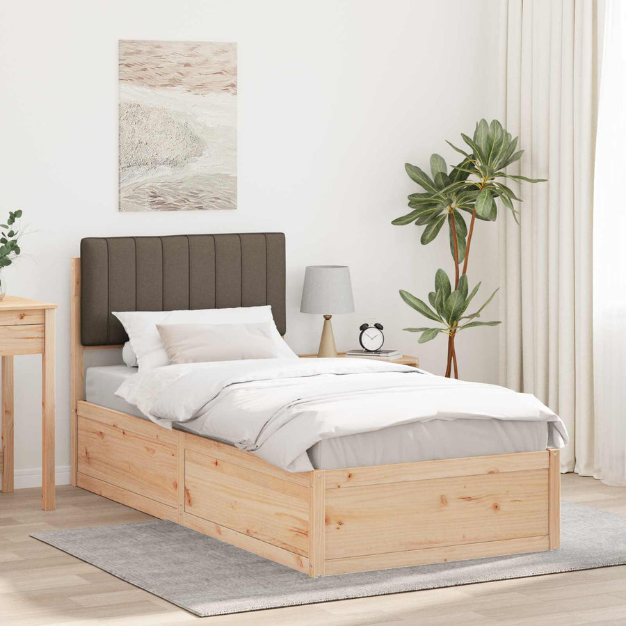 Bedframe met Gevoerd Hoofdgedeelte Taupe 90 x 200 cm