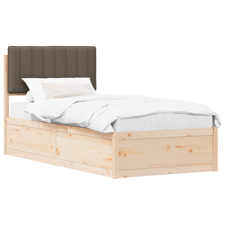 Bedframe met Gevoerd Hoofdgedeelte Taupe 90 x 200 cm