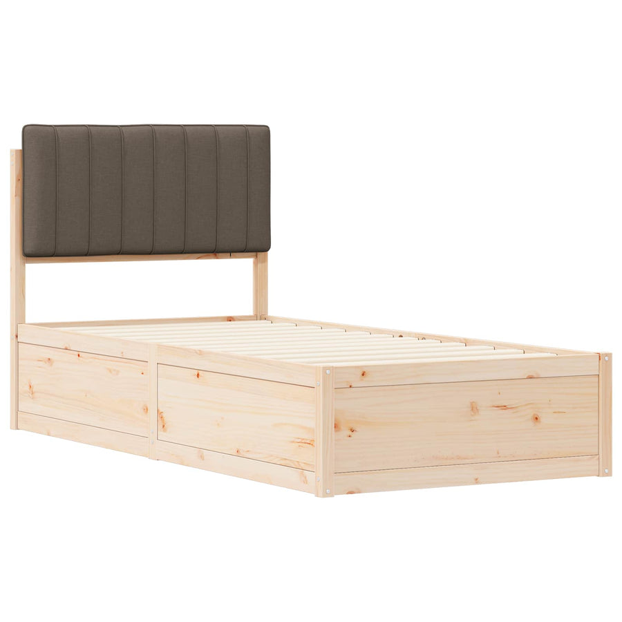 Bedframe met Gevoerd Hoofdgedeelte Taupe 90 x 200 cm