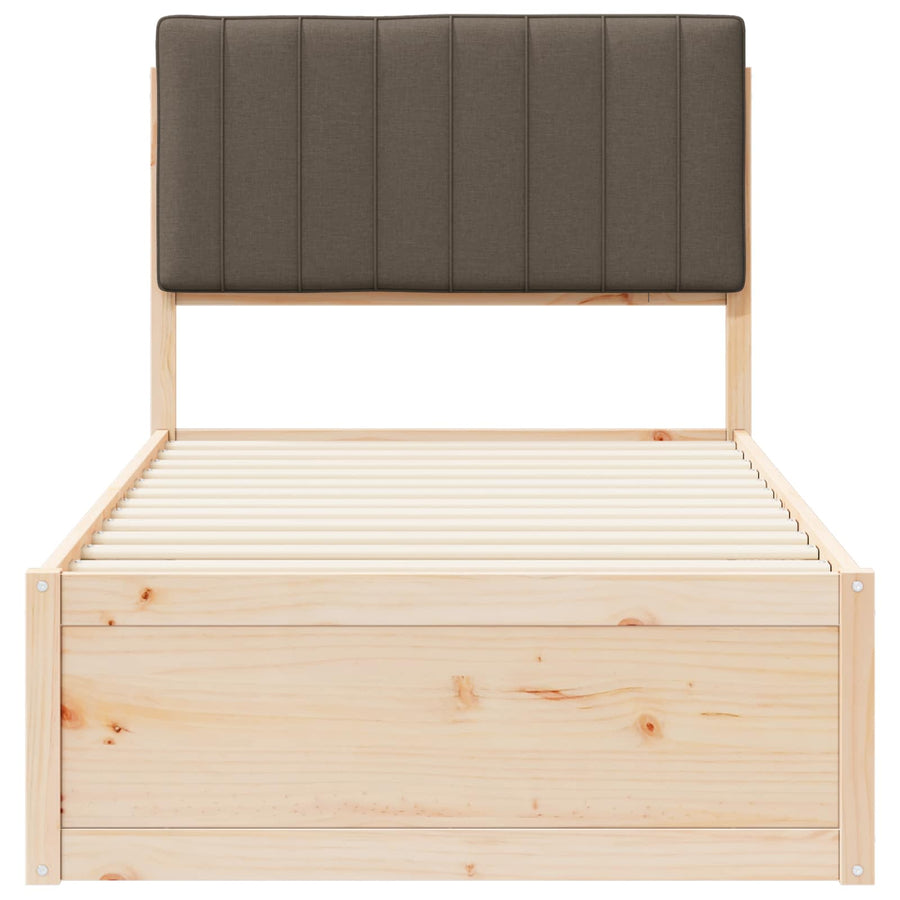 Bedframe met Gevoerd Hoofdgedeelte Taupe 90 x 200 cm