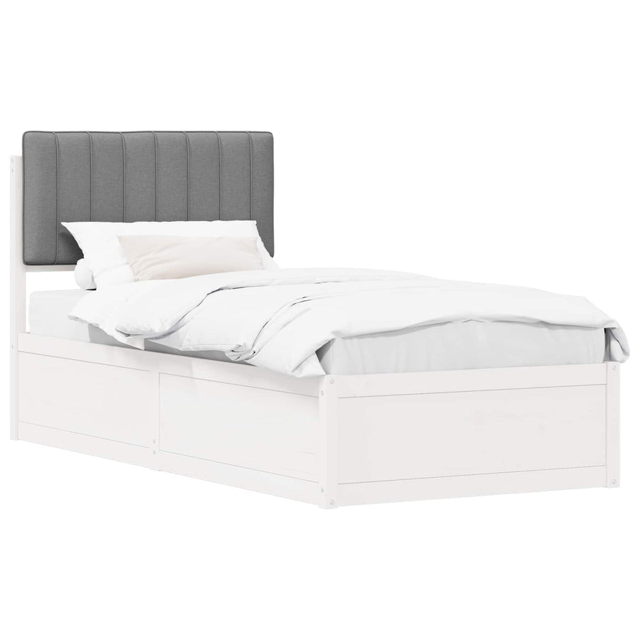 Bedframe met Gevoerd Hoofdgedeelte Lichtgrijs 90 x 200 cm