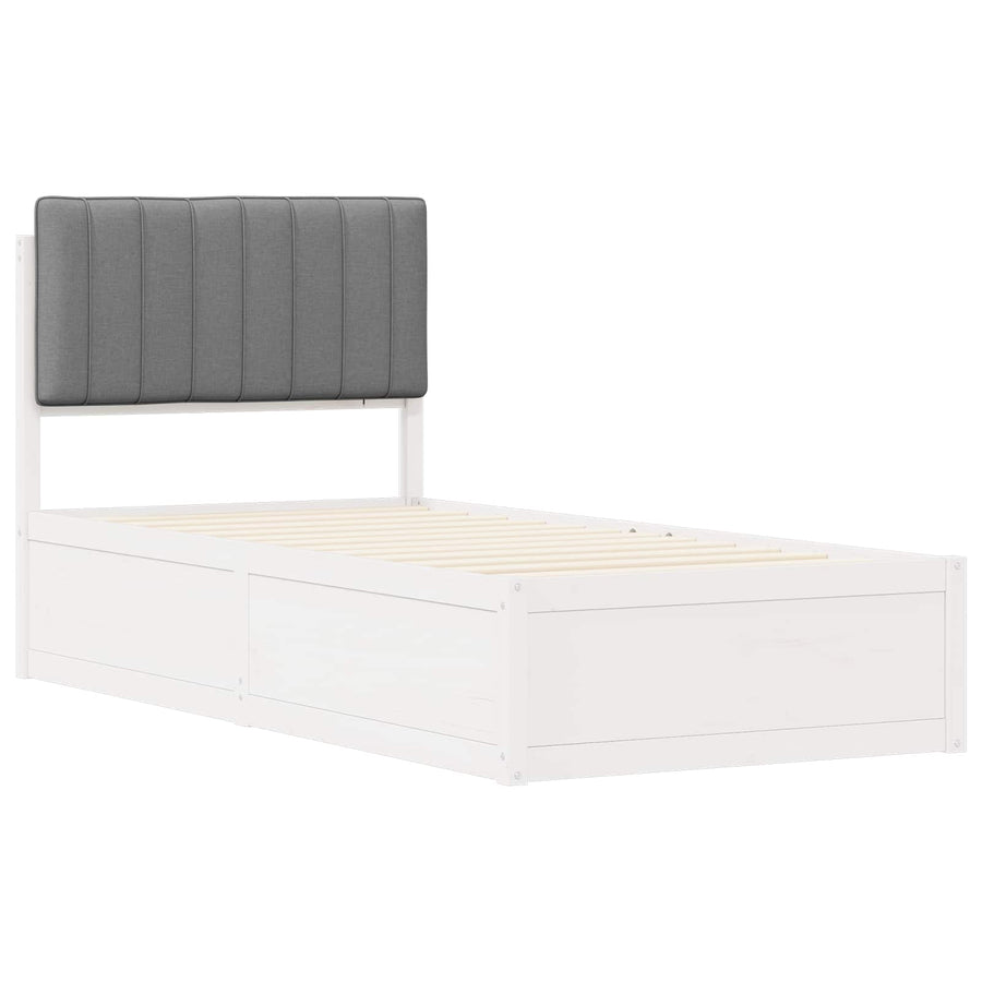 Bedframe met Gevoerd Hoofdgedeelte Lichtgrijs 90 x 200 cm