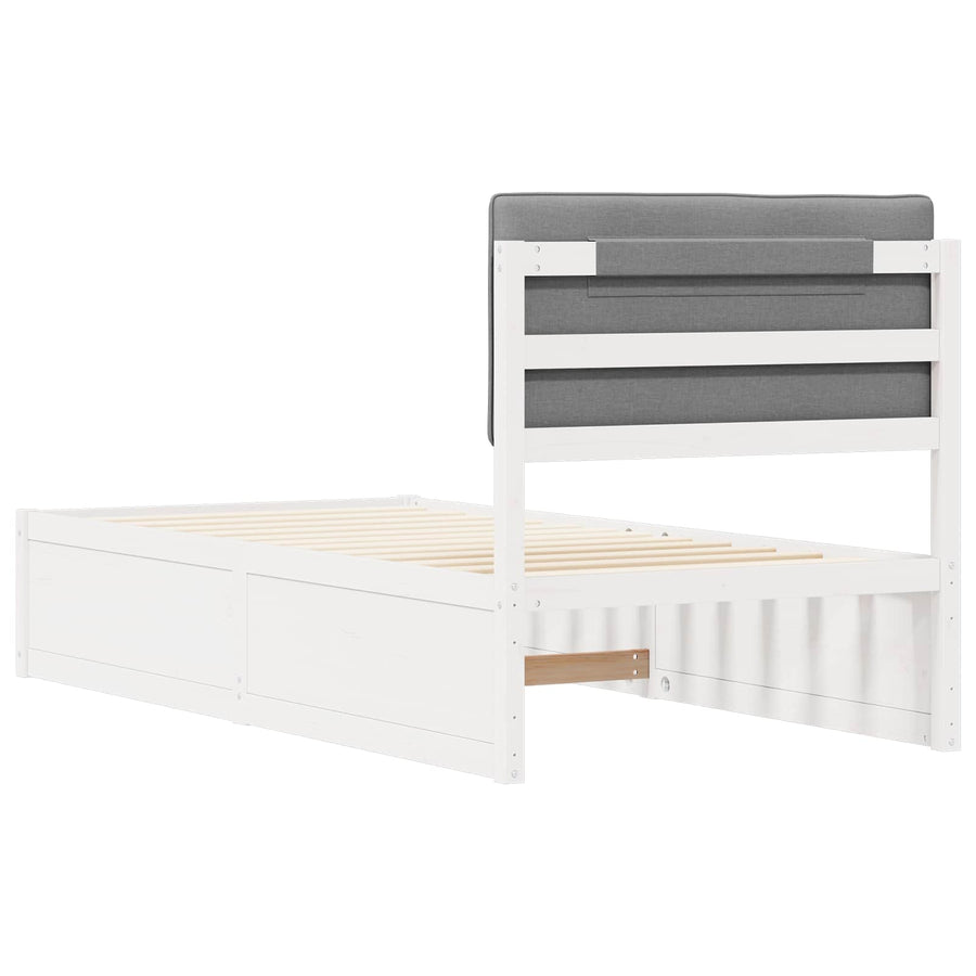 Bedframe met Gevoerd Hoofdgedeelte Lichtgrijs 90 x 200 cm