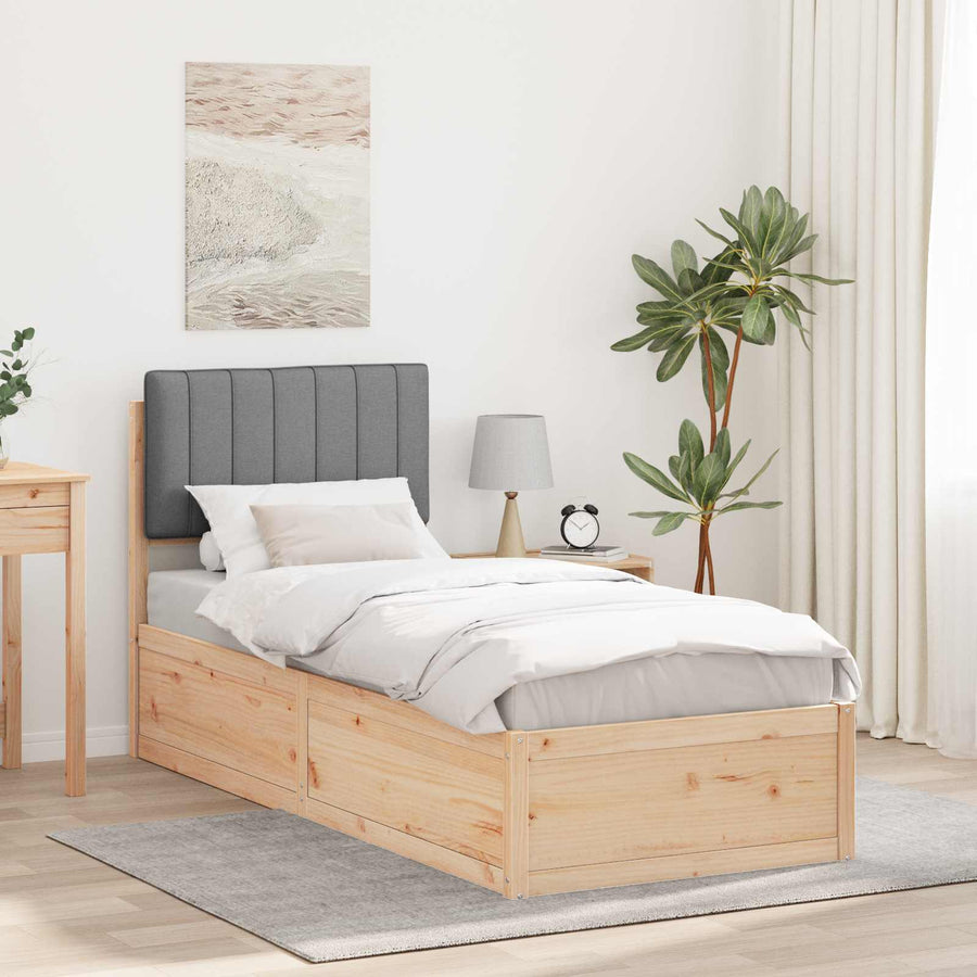 Bedframe met Gevoerd Hoofdgedeelte Lichtgrijs 80 x 200 cm