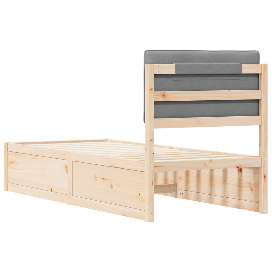 Bedframe met Gevoerd Hoofdgedeelte Lichtgrijs 80 x 200 cm