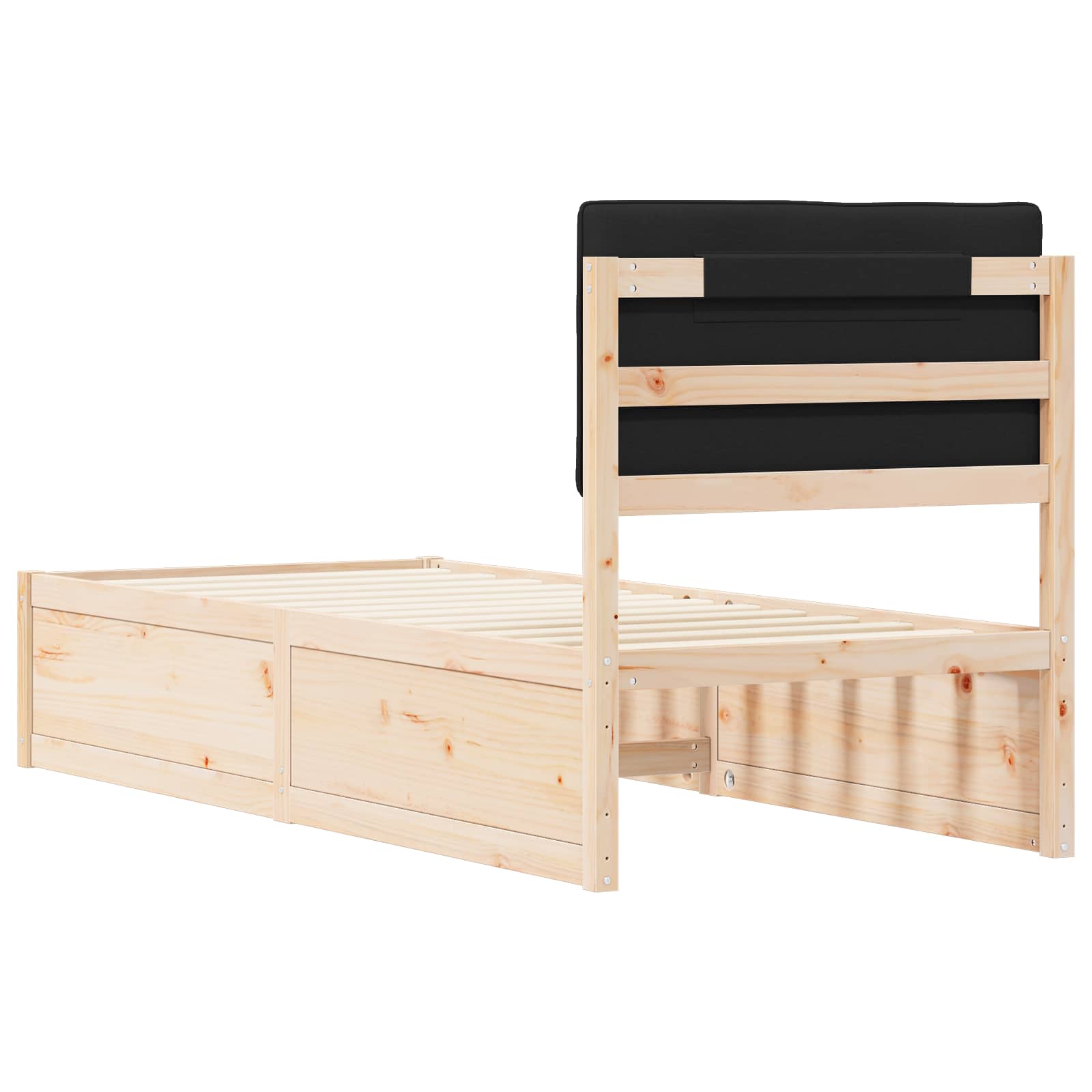 Bedframe met Gevoerd Hoofdgedeelte Zwart 80 x 200 cm