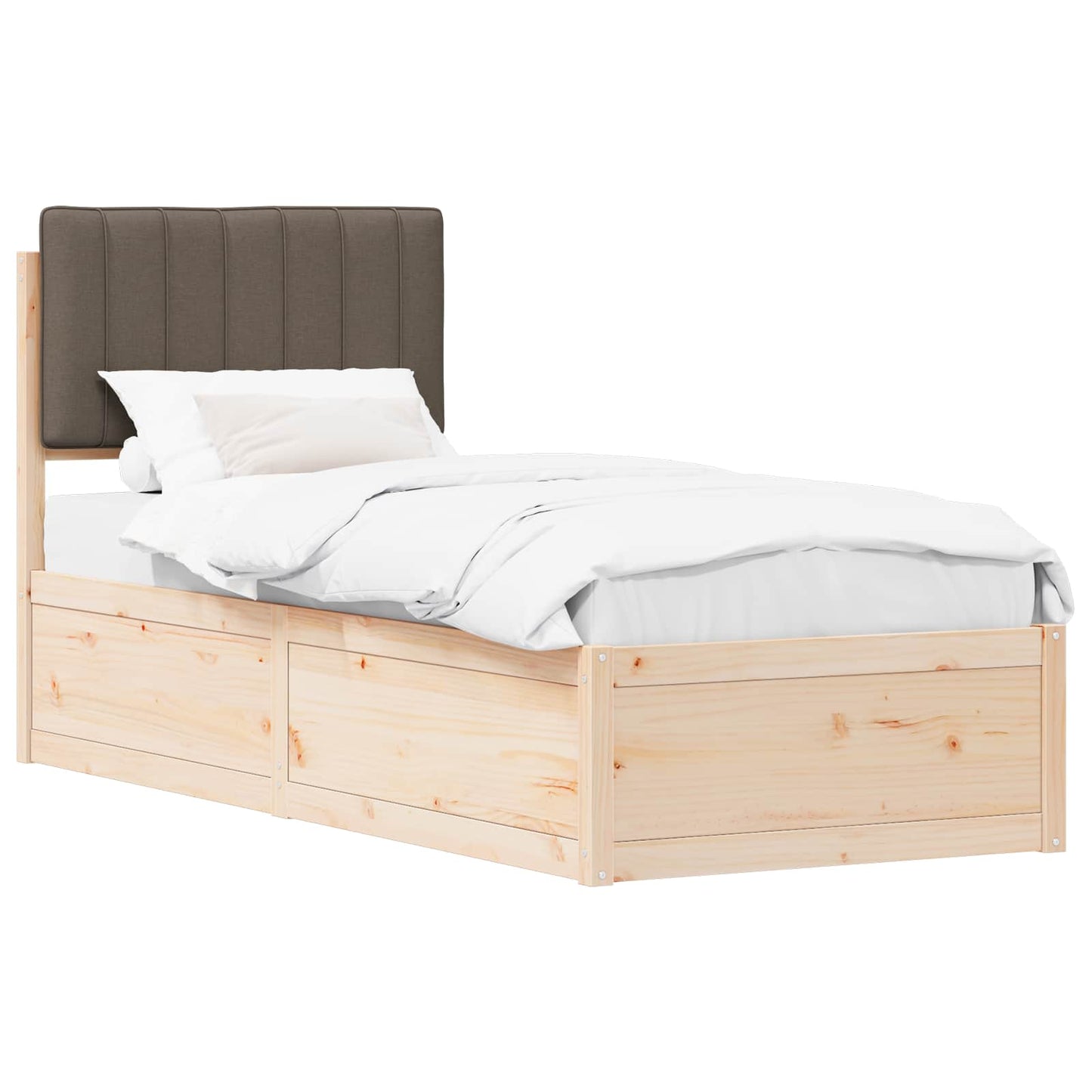 Bedframe met Gevoerd Hoofdgedeelte Taupe 80 x 200 cm