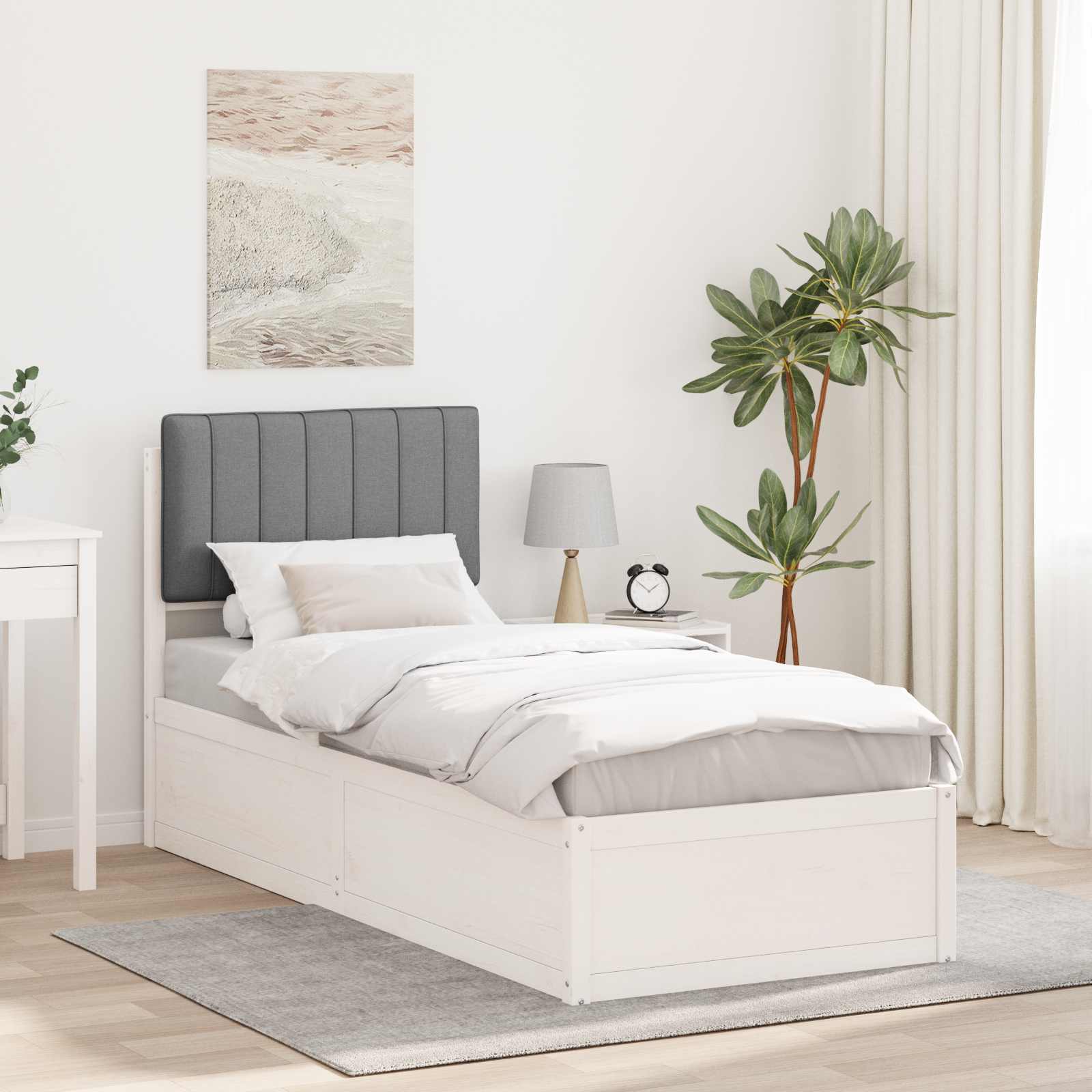 Bedframe met Gevoerd Hoofdgedeelte Lichtgrijs 80 x 200 cm