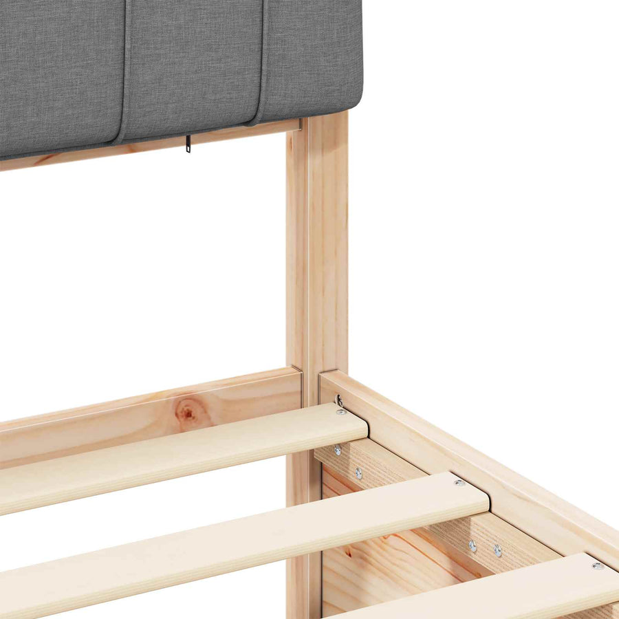 Bedframe met Gevoerd Hoofdgedeelte Lichtgrijs 90 x 190 cm