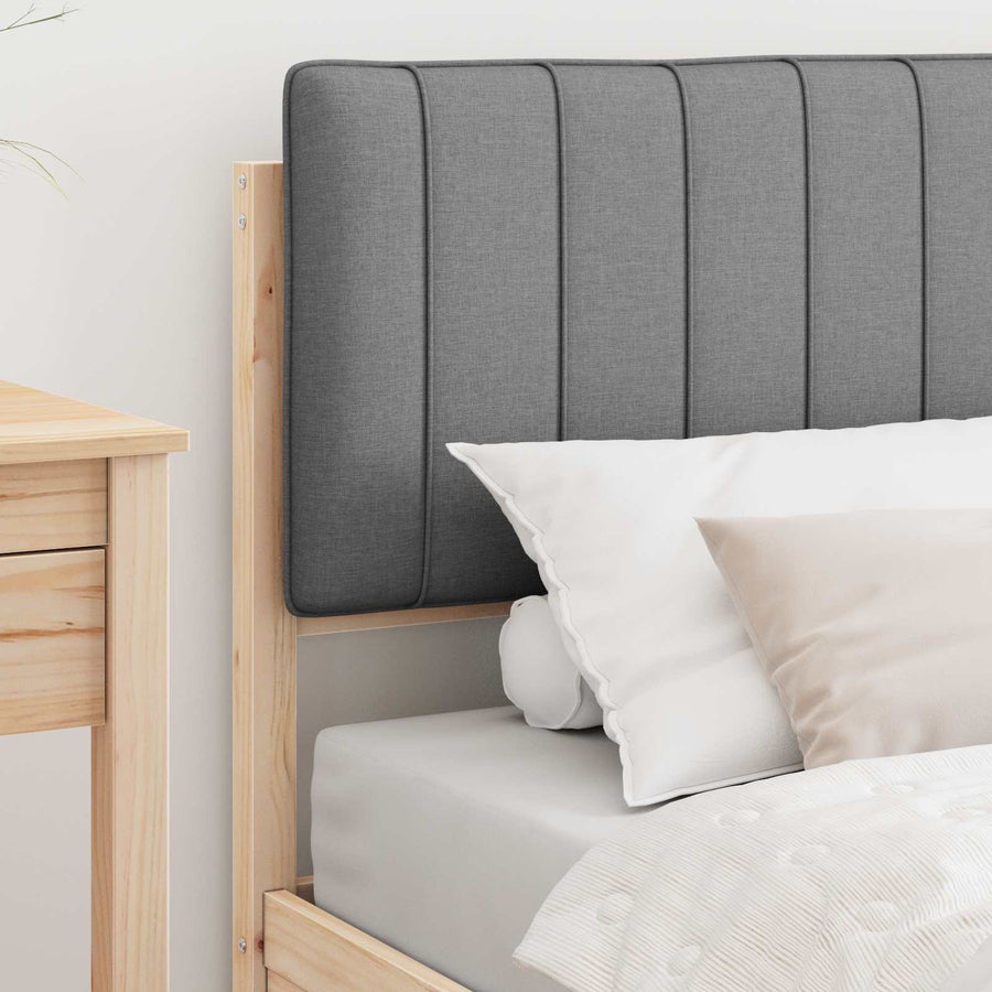 Bedframe met Gevoerd Hoofdgedeelte Lichtgrijs 90 x 190 cm