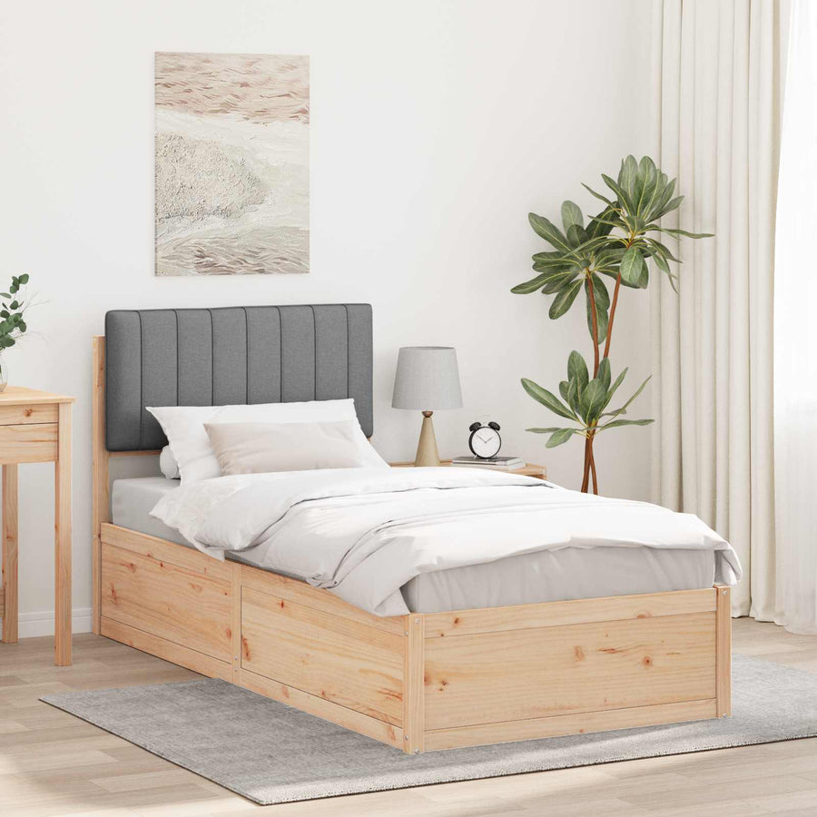 Bedframe met Gevoerd Hoofdgedeelte Lichtgrijs 90 x 190 cm