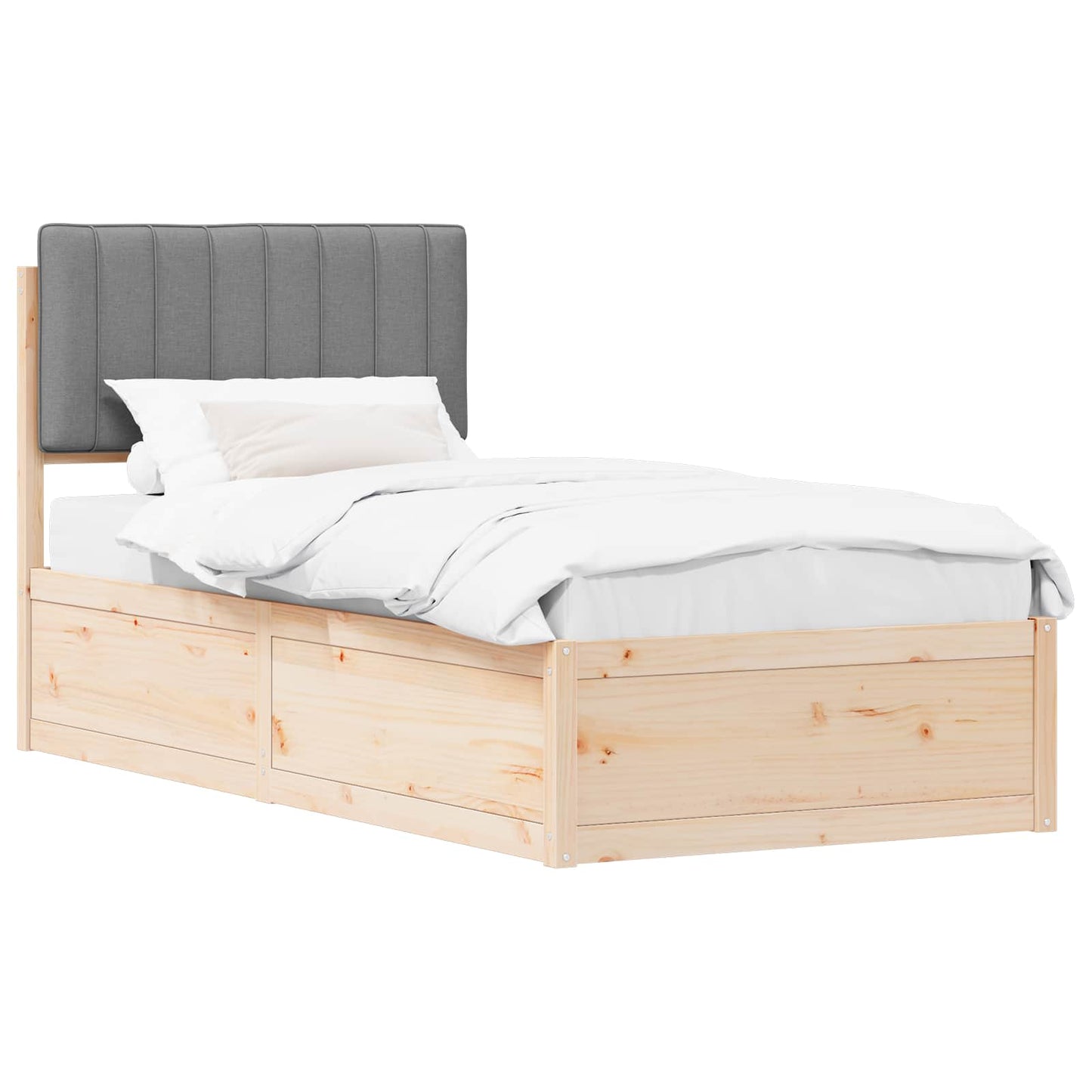 Bedframe met Gevoerd Hoofdgedeelte Lichtgrijs 90 x 190 cm