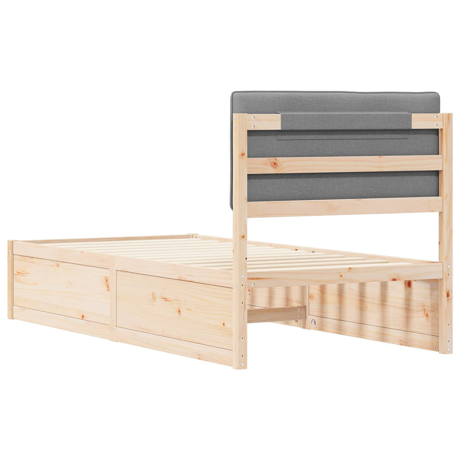 Bedframe met Gevoerd Hoofdgedeelte Lichtgrijs 90 x 190 cm
