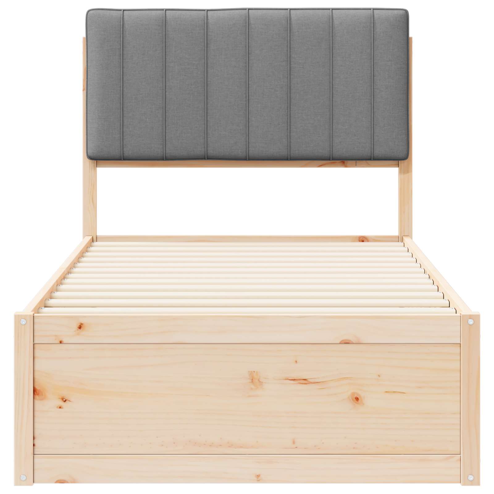 Bedframe met Gevoerd Hoofdgedeelte Lichtgrijs 90 x 190 cm