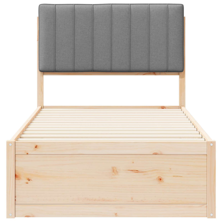 Bedframe met Gevoerd Hoofdgedeelte Lichtgrijs 90 x 190 cm