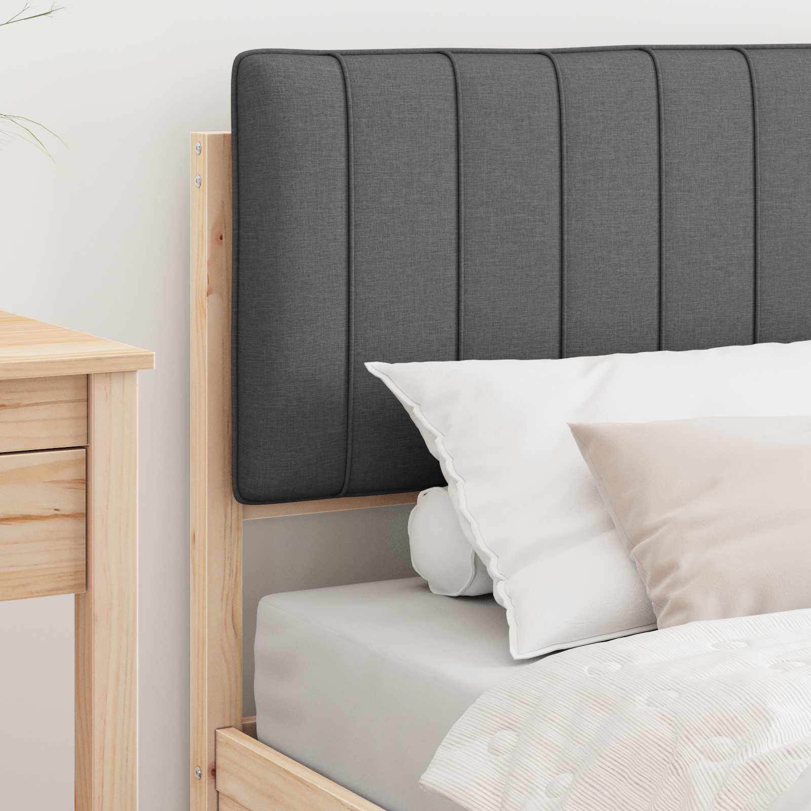 Bedframe met Gevoerd Hoofdgedeelte Donkergrijs 90 x 190 cm